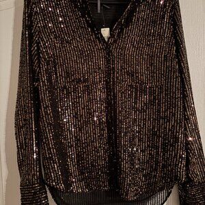 NWT Anthropologie The Remie Sequin Buttondown Size S